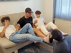 Bmb Three Cute Masterboys Give Submissive Guy A Treat (no Sex) (no
